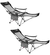 WEJOY Camping Chairs Folding Recliner Chair Adjustable With Detachable Footrest Headrest Cup Holder Lightweight Portable Padded Reclining Camp Chair Fold Up Chair For Beach Garden,Grey Set Of 2