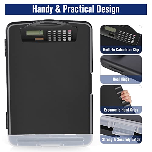 Sunnyclip Clipboard With Storage & Calculator, [20% Thicker] Heavy Duty Plastic Clip Board, Large Capacity Letter Size Side Opening Nursing Slimcase With Pen Holder|Smooth Writing Office Supply #TOP2