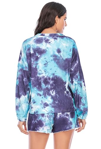 Pyjama tie dye ensemble de pyjamas décontractés boutons manches longues