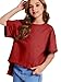 CharmWM Girls Fashion T Shirts Raw Hem Oversized Summer T Shirt Short Sleeve Tops Tees Shirt 5-14 Years Red