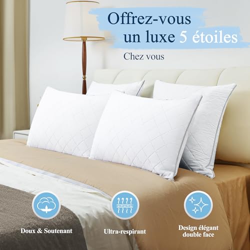 Oreillers 40x80 cm Lot de 2 en Microfibre Moelleux Orange Wave - 3