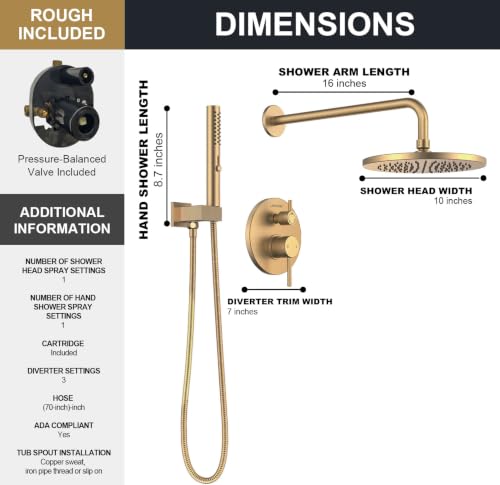 Image of Lava Odoro Champagne Gold Rain Shower System Faucet Set, SF104-CB