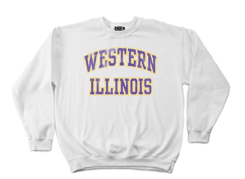 Western Illinois Leathernecks 50/50 Blended 8-Ounce Vintage Arch Crewneck Sweatshirt, X-Large, White