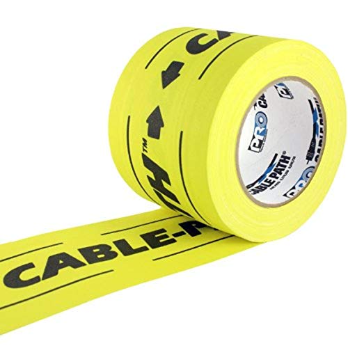 ProTapes Cable Path Cured Rubber Resin Zone Coated Gaffers Tape, 12.5 mil Thick, 30 yds Length, 6 Width, Yellow Printed Black (Pack of 8)