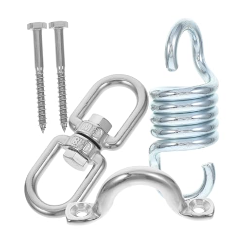 BESPORTBLE Kit Giratorio para Hamaca Accesorios para hamacas Kit de suspensión Gancho Giratorio Cadenas y Soporte para Bolsas Pesadas Resorte oscilante Acero Inoxidable 304 Silver