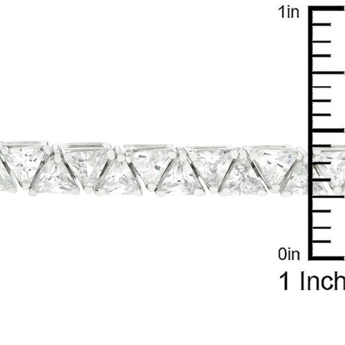 Kate Bissett Genuine Rhodium Plated 7.25 Inch Trillion Cut Cubic Zirconia Bracelet #TOP3