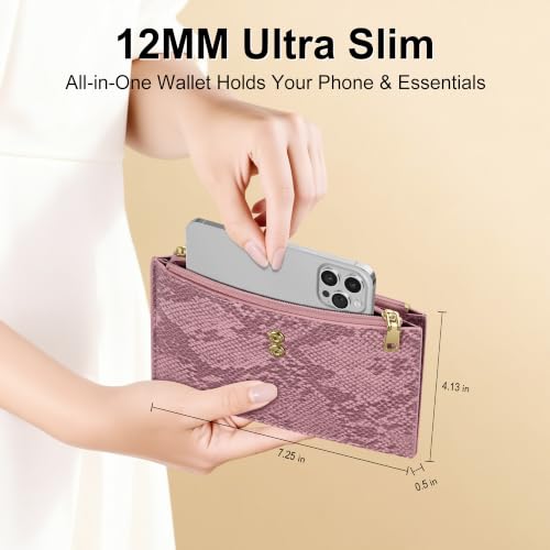 Image of Travelambo Womens Leather Bifold Wallet, Slim RFID Blocking Card Holder