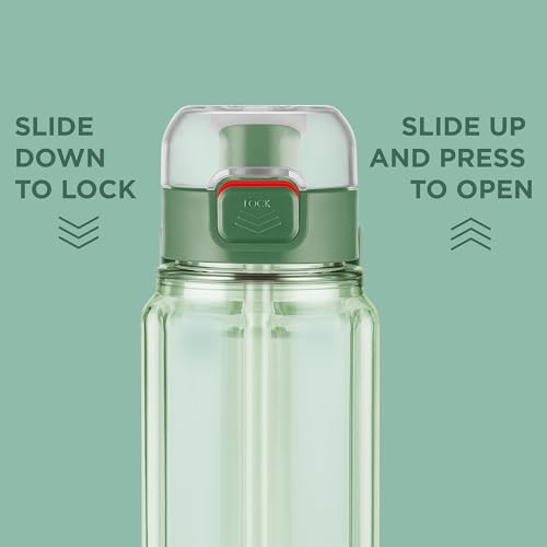 Image of MILTON Aston 700 BPA & BPS-Free Water Bottle 700 ml| Food-Grade Plastic | One-Click Open | Leak-Proof | Sip & Gulp Lid I Ideal for Office, School, College, Gym, Green