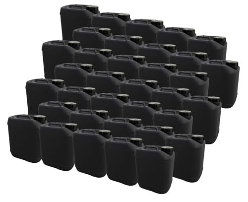 Style # 2 Black- 5 LT (1.32 Gal) Jerrican Din51, GE Style | Tamper Evident Screw Cap | UN Rated 3H1/X1.3/250 (X-RATED) | Perfect Container to Ship Chemicals & Liquids | HDPE Containers | Pack of 35