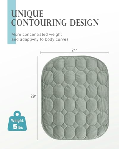 Image of Cottonblue Weighted Lap Blanket Pad 5 lbs 29 inch x 24 inch, Cozy Luxury Crystal Velvet Weighted Blanket for Adults Teens, Small Weighted Blanket Throw All Season for Travel Relaxation Sleeping, Sage Green