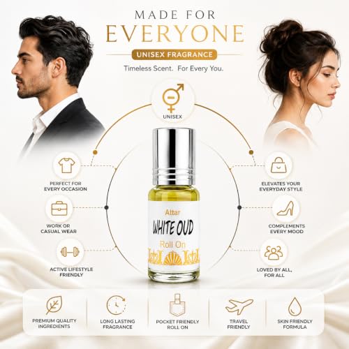 Image of Formless White Oud 3ml Attar Unisex - Premium Woody Oud Fragrance Oil, Long Lasting Alcohol-Free Perfume, Pocket Size Roll-On, Rich Warm Scent, Travel Friendly Daily Wear & Special Occasion Use
