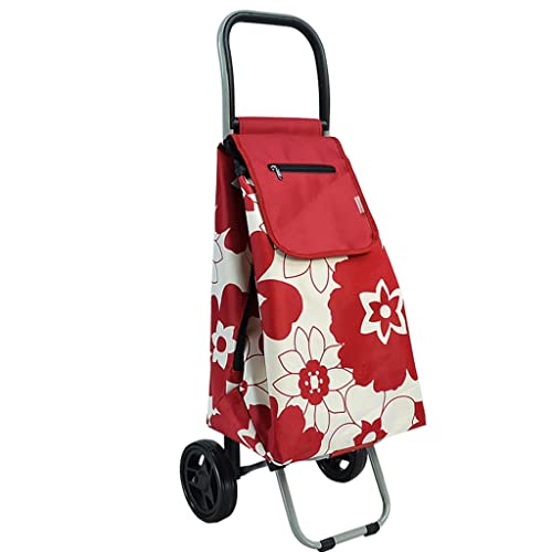WLKINF Einkaufstrolley für Einkaufen, faltbar, tragbar, wasserdicht, für ältere Menschen (rot, 31 x 33 x 93 cm)