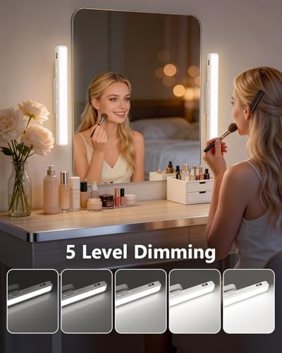 Image of WILLED 3W Rechargeable Vanity Lights for Mirror with Remote Control,Eye-Friendly Mirror Lights Stick on,Adjustable Color Temperatures Makeup Light with Battery Display for Bedroom, Bathroom(2 Pack)
