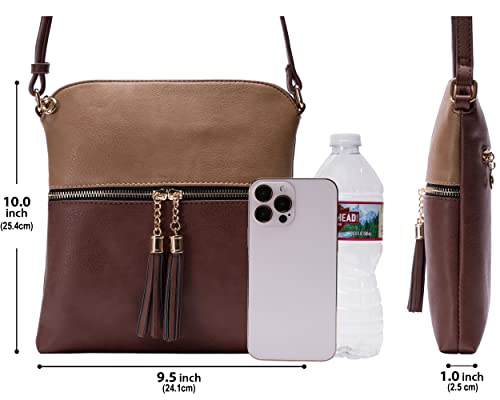 Image of Solene Womens Lightweight Medium Crossbody Purse with Tassel, Perfect Size Crossbody Bags for Daily Use, travel