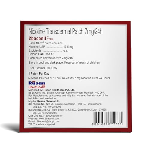 Image of Rusan 2baconil Nicotine Patch Therapy Kit - 3 Month Quit Smoking Plan | More Than 20 Cigarettes /Day | Nicotine Replacement Therapy | Quit Smoking & Chewing Tobacco /Ghutka
