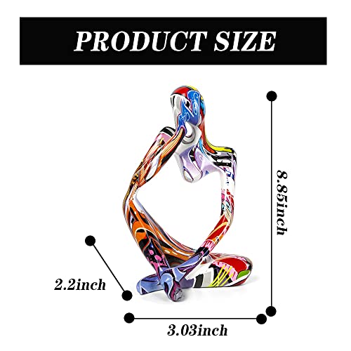 Resin Thinker Statue Colorful Art Abstract Sculpture, Modern Home Decor Accents Large Graffiti Collectible Figurines For Bedroom Office Desktop Shelf Bookshelf Decor #TOP1