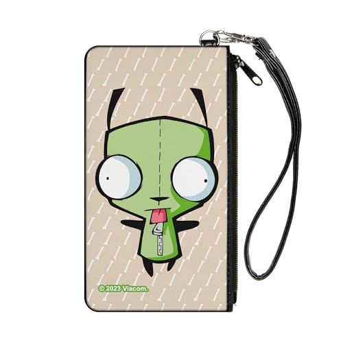 Buckle-Down Nickelodeon Small Mini Compact Pouch Wallet, Credit Card Holder Pocket Purse, Invader Zim GIR Pose and Bone Tan White, Canvas