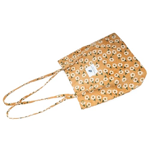 Image of TOPASION Cute Corduroy Tote Bag Canvas Shoulder Handbags for Women Travel Shopping