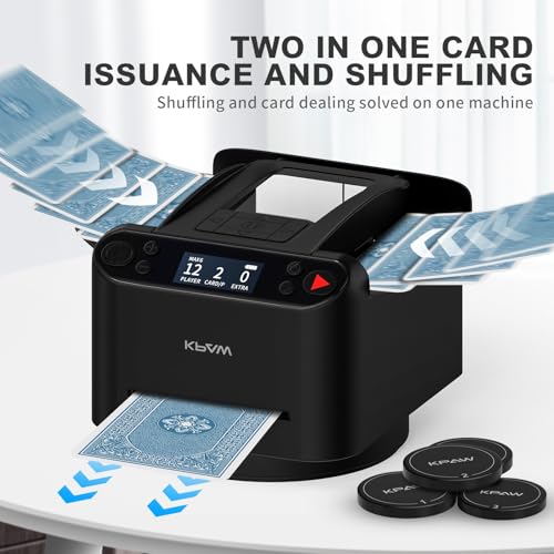 CARDSPIN 2-in-1 Automatic Card Shuffler & Dealer, 360° Rotating Card Dealer with 4 Wireless Remote, 2-8 Players Playing Card Shuffler for UNO, Poker, Texas Hold\'em, Monopoly Deal, Blackjack