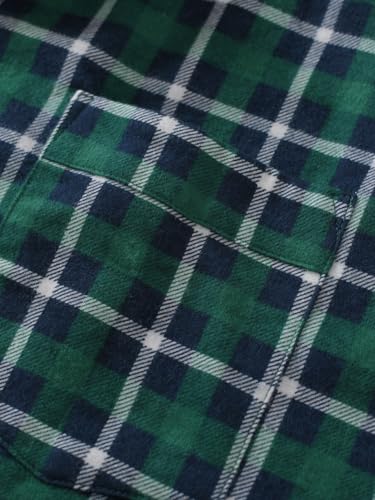 Esenchel Men's Cotton Flannel Sleep Shirt Button Down Pajama Top3