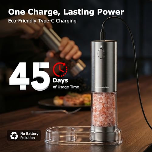 Bonsenkitchen Electric Salt and Pepper Grinder Set, 95ml Large Capacity - Image 2