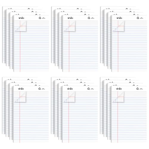 ViVin Legal Pads 5x8, 24 Pack, Narrow Ruled, 30 Sheets Per Note Pads, Perforated Writing Pad, Legal Pads Ideal for Home, Office, Business, White Paper