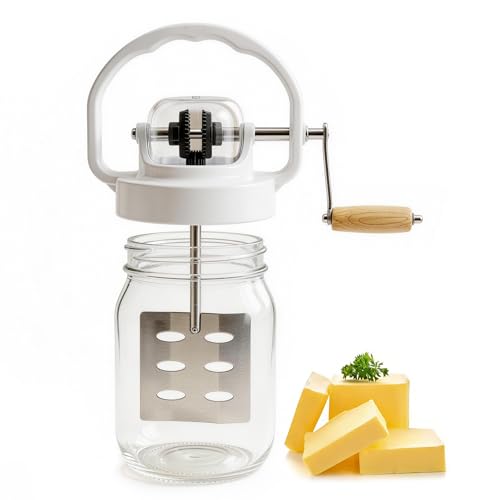 Hand Butter Churner, 50oz Butter Churner Mason Jar, scratch-resistant design, perfect for daily use and holiday baking.