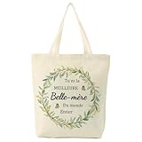 Le design du sac, avec sa couronne de feuilles et de papillons, respire la tendresse, correspondant parfaitement au rôle précieux de la belle-mère. Le texte « Tu es la MEILLEURE Belle-mère Du monde Entier » est présenté de manière élégante, transformant le sac en symbole de l’admiration de la bru. C’est un cadeau où beauté et sentiment authentique s’allient pour émouvoir, cadeau belle mere, cadeau belle maman, cadeau pour ma belle-mère, idee cadeau belle mere, cadeau belle mere noel.