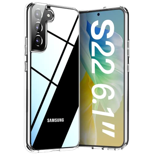 Meifigno Crystal Clear Case for Samsung Galaxy S22 (6.1 inch), [20X Anti-Yellow][Military Grade Protection & Super Clear] Hard Back with Soft Bumper Case for Galaxy S22, Natural Series, Transparent