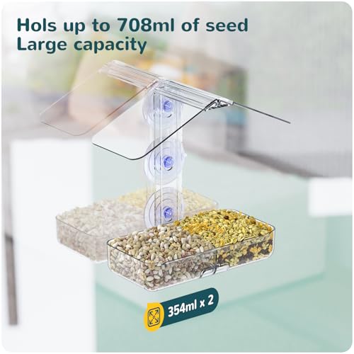 MrCrafts Window Bird Feeder with Strong Suction Cups, Clear Window Bird feeders for Viewing, Window Bird House, Bird Feeders for Outdoors Outside, Fits for Cardinals, Finches, Chickadees, Unique Gift - Image 6