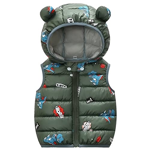 Image of AIWUHE Baby Boys Girls Hooded Puffer Vest Winter Lightweight Sleeveless Bear ears Zipper Up Jacket