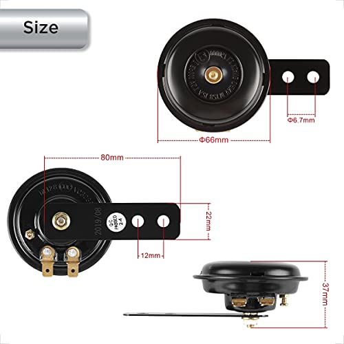 E-MARK E-getest volgens claxon 12V signaalhoorn voor motorvoertuig auto vrachtwagen bromfiets roller scooter ATV zwart gecoat metaal - Image 4