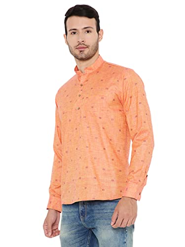 Image of Maharaja Linen Regular Short Kurta with Ful Sleeves for Men