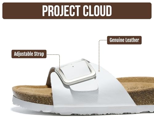 Image of Project Cloud 100% Genuine Leather Sandals Women Dressy Beach Essentials Slides for Women Footwear - Lightweight with Memory Foam Insole Sandals for Women 2026 - Womens Slides