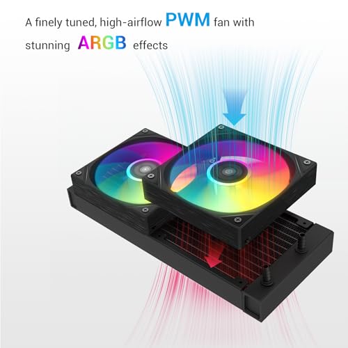 SAMA L40 240mm AIO CPU Liquid Cooler, ARGB PWM Fans up to 2000 RPM, Quiet 4-Pin Water Cooling System, Intel LGA 1700/1851/1200/115X/2011/1366 & AMD AM5/AM4 Compatible, Black