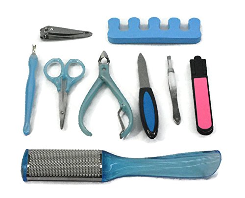 JERN® 9 Pcs. Manicure/Pedicure Kit with Stainless Steel Nail Clipper (Blue)-image-13