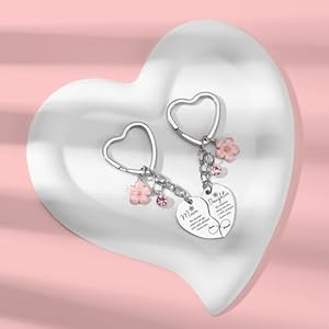 2 Pcs Mother Daughter Heart Matching Keyring Keychain Set Gifts For Mom Mothers Day Gifts from Daughter