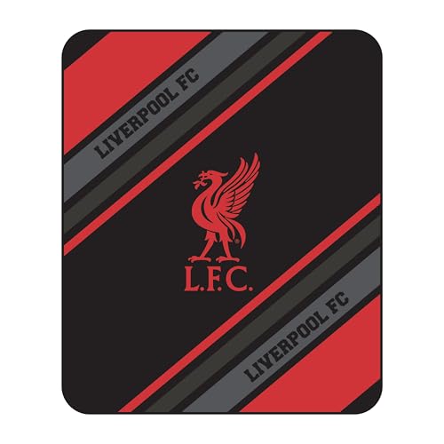 FOCO Liverpool Blanket Fleece Super Soft Large Throw 120cm x 150cm | Warm Cosy Lightweight Sofa Bed Travel Black Blanket | Official LFC Supporters Gift for Men Women Kids