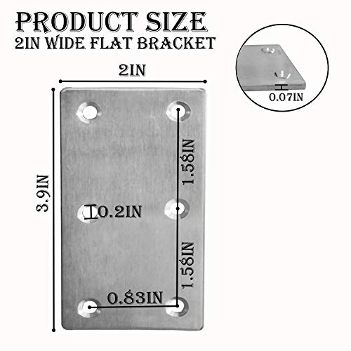 20Pcs Stainless Steel Flat Bracket Mending Plate, 4"X2" Bracket Joining Plate, Heavy Duty Metal Repair Fixing Joining, Flat Brace Right Angle For Wood Furniture Cabinet Shelves #TOP1