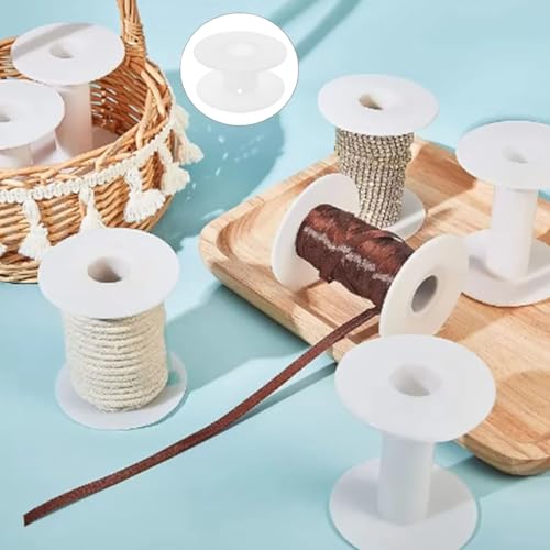 Image of PIYANYO Plastic Empty Spool 34mm /1.88inch White Empty Thread Spools for Sewing Embroidery Wires Ropes Crafts, etc. 10PCS