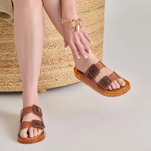 Jelly Slide Sandals for Women Jelly Flats Shoes Buckle Platform Sandals Comfortable Dressy Open Toe Summer Beach Slip on Cute Slides Shoes3