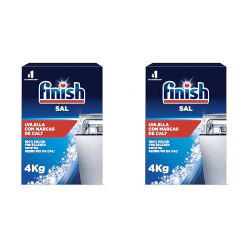 Finish Sal para Lavavajillas, Función Antical, Mayor Rendimiento del Lavaplatos, 4 kg (Paquete de 2)
