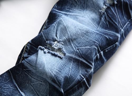Men's Stretch Slim Fit Jeans Ripped Skinny Straight Leg Distressed Comfort Flex Waist Fashion Biker Denim Pants4
