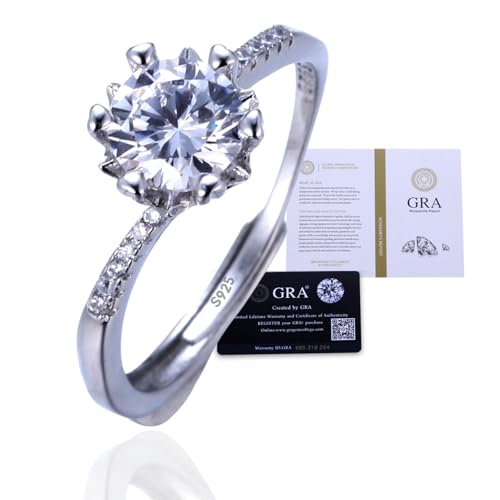 Bague en Argent Sterling Moissanite 1 carat, le cadeau parfait pour votre épouse