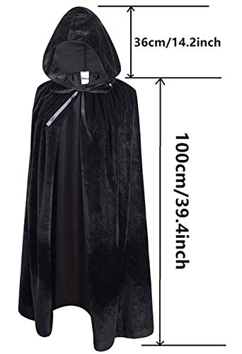 VIROSA Unisex Value Black Vevet Style Hooded Cape Adult/Kids Fancy Dress Costume, Unixsex, Halloween, Fancy Dress steampunk buy now online