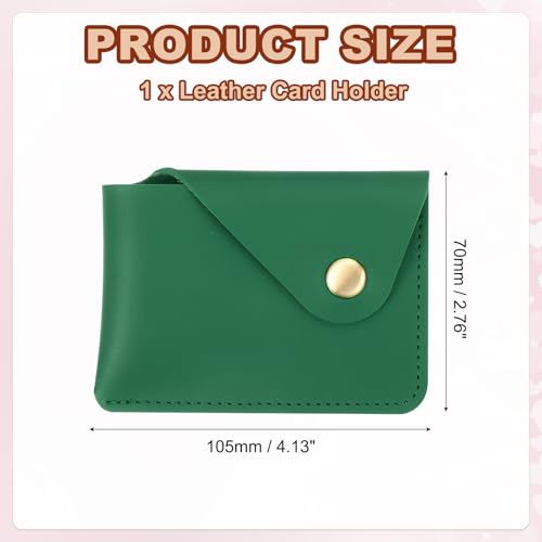 PATIKIL Slim Leather Card Holder with Snap Closure, Leather Front Pocket Wallet Card Case Holder for Cash Coin Men and Women Business Office, Green2