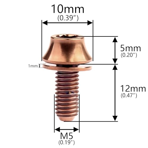 Image of Titanium M5x12mm with Washer Bicycle Water Bottle Cage Bolt 4 Pack