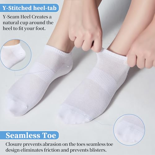Image of Corlap Women's Ankle Cotton Socks - No Show Low Cut Athletic Running Soft Thin White Socks 6 Pairs