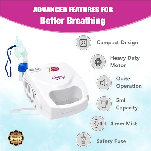 Image of AMKAY Portable Compressor Nebulizer Machine for Adults & Kids | Compact, Lightweight, Low Noise, High Efficiency | with 2 Year Replacement Warranty