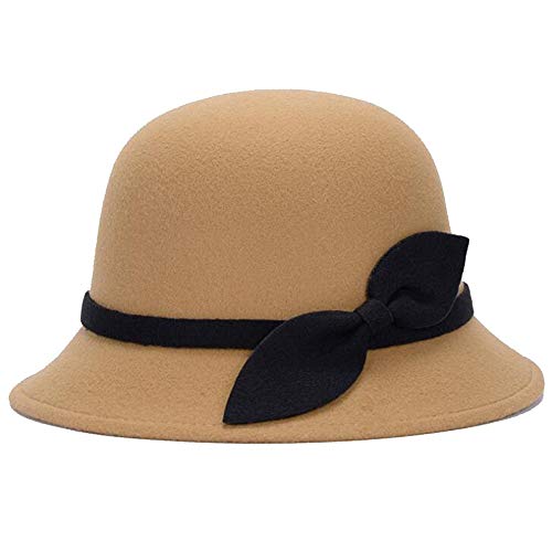 liyuzhu Dames 'Automne Hiver Chapeau d'arc de Laine de Laine Chapeau rétro Chapeau Fedora Chapeau (Couleur : 05, Taille : One Size) Cover